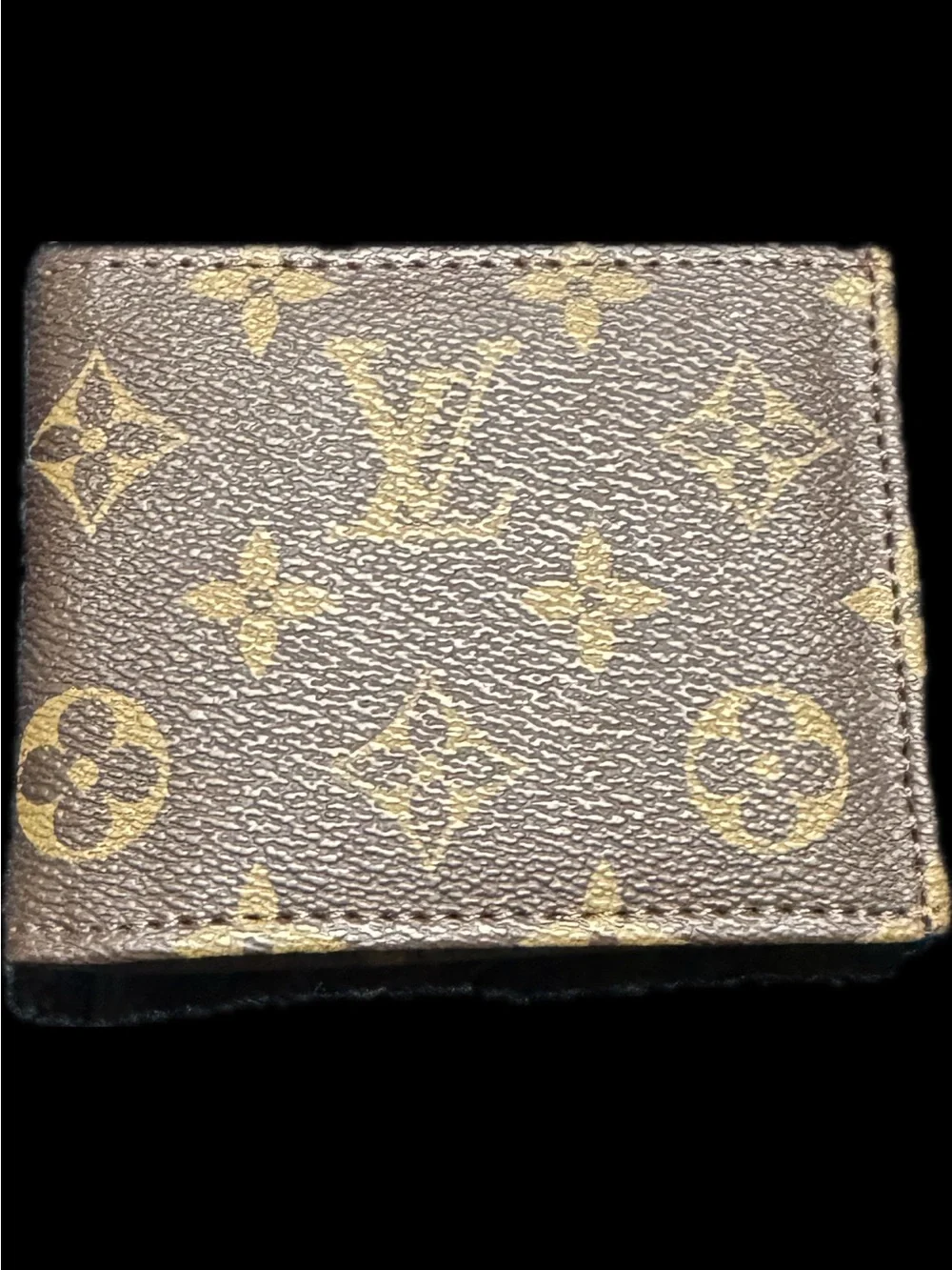 Louis Vuitton Monogram Canvas Bi-Fold Wallet w/ Flap in Brown and Tan